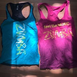 Two Zumba instructor fitted tanks